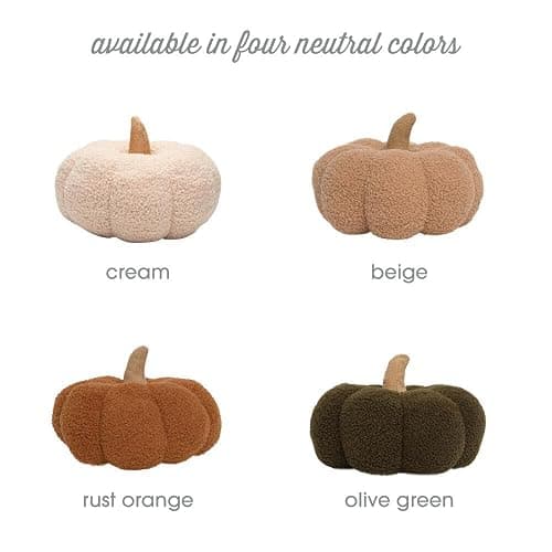 Pearhead Rust Sherpa Pumpkin, Plush Stuffed Halloween Home Decorations, Modern Fall Home Decor, Rust | Burlap Stem, Halloween or Thanksgiving Decor, Plush and Soft Autumn Accent - Mantels, Shelves and Cozy Fall Home Styling thumbnail 4