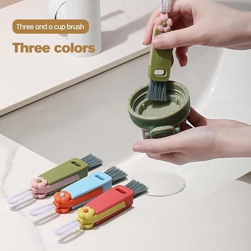 3 in 1 Cup Lid Gap Cleaning Brush, Multifunctional Bottle Brush, Cup Lid Gap Cleaner, Home Kitchen Crevice Cleaning Brush Tools (Green) thumbnail 7