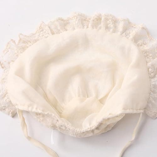 Baby Girl Soft Warm Bonnet Cap Lacy Cotton Newborn Infant Breathable Christening Eyelet Beanie Sun-Protection-Hat for 0-12M thumbnail 4