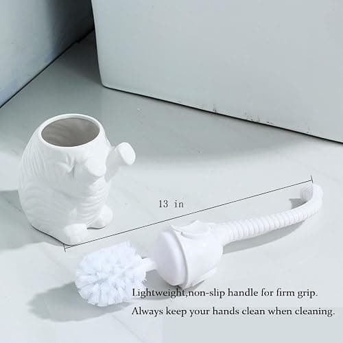 AORTULL Toilet Brush and Holder Set,Modern Ceramic Toilet Bowl Brush Holder,Cute Bathroom Decor, Non-Scratch Bristles, Space-Saving White Household Cleaning Tool for Bathtub thumbnail 4