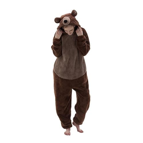 COSUSKET Snug Fit Unisex Adult Onesie Pajamas, Flannel Cosplay Animal One Piece Halloween Costume Sleepwear Homewear - Image 1