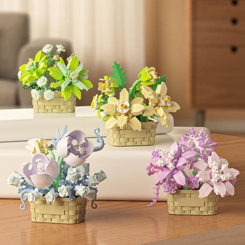 Mini Flowers Building Block Set,Flower blocks toys,Plants and Succulent Toys,Building block flowerpot，Botanical Collection Birthday Gift for Girls Boys Adults Kids Ages 6+ (Perfume Lily 155Pcs) thumbnail 5