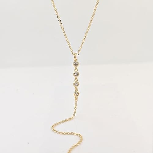 LULII Lariat Gold Necklace for Women Trendy Dainty 14k Gold Plated/Silver Layered Chain Drop Necklaces Y-Shaped Necklace Jewelry for Women Gifts thumbnail 7