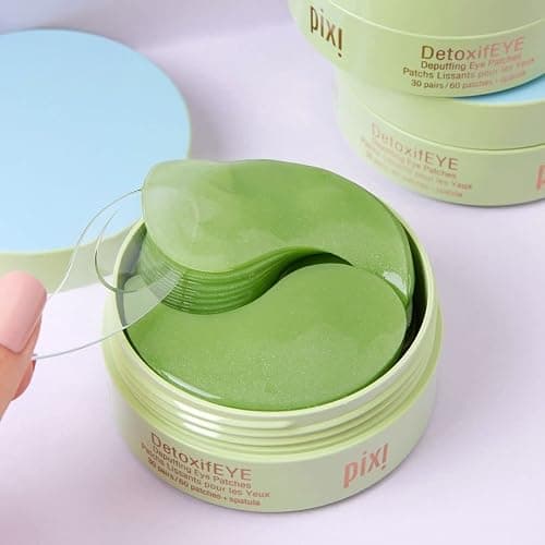 Pixi DetoxifEYE Depuffing Hydrogel Eye Patches with Cucumber, Hyaluronic Acid & Caffeine for Puffy Eyes and Dark Circles | Treats Tired Eyes, Puffiness and Eyebags | Hydrate Eye Area, 60 Patches thumbnail 3