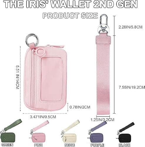 The Iris' Wallet 2nd Gen, Iris Pouch Wristlet, Zippered Card Case With Id Window/Hand strap, Small Wristlet Wallets For Women (Green) thumbnail 6