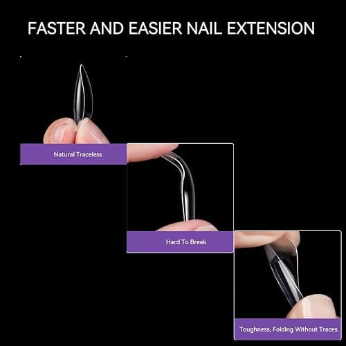 Curvlife Soft Gel X Nails Tips Acrilic Full Cover Nails 500pcs Clear Almond Press On Nails Salon Diy Nails At Home (Clear Frosted-teardrop-shaped, 500pcs) thumbnail 6