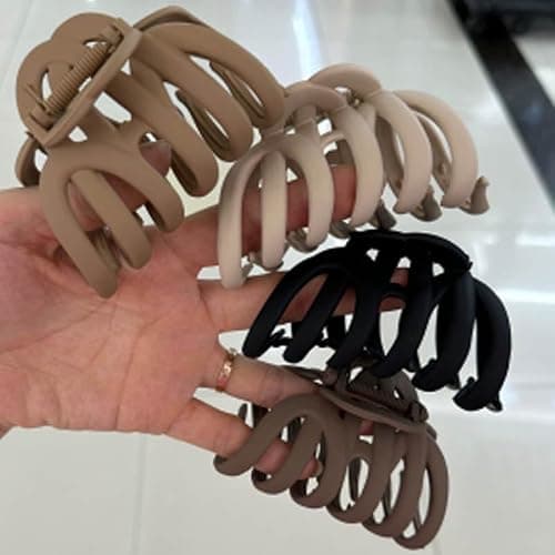 4 Pcs Octopus Claw Clips Octopus Hair Claw Clips for Women 3.8" Large Hair Claw Clip for Women Strong Grip Non-slip Jaw Clip for Thick,natural color thumbnail 8