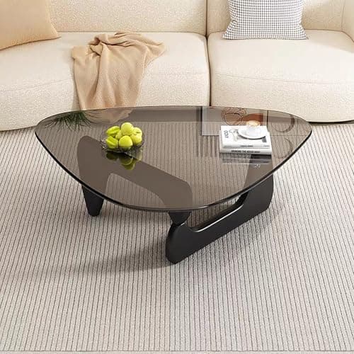 Modern Glass Coffee Table, Mid Century Coffee Table, Small Coffee Table for Living Room,Suitable for Bedroom Living Room Reception Office Tables (Black/Grey, Small) thumbnail 7