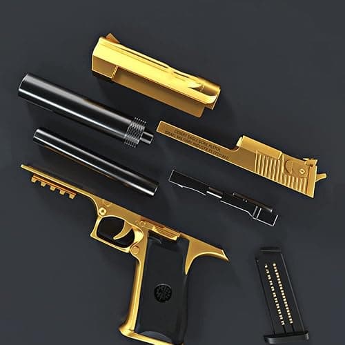 Pistolet jouet avec balles souples avec chargeur éjectable et balles - Pistolet jouet taille 1: 1 avec chargeur d'aspect réel, pour une formation à la sécurité ou un cadeau unique (or) thumbnail 4