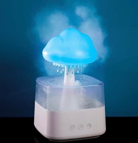 Glow Rain Cloud Humidifier with 6 Colour LED Night Light | 3 Rain Modes, 4 Hour Timer, USB Powered, Soothing Rain Sound, Moisturises Skin - Image 1