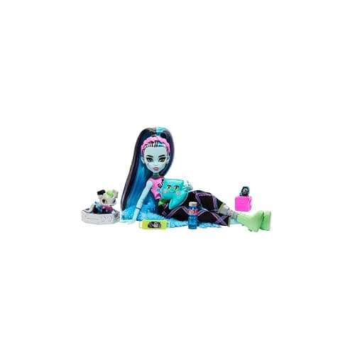 Monster High Creepover Party Doll, Frankie Stein with Pet Dog Watzie, Sleepover Clothes & Accessories like Pillow & Furry Robe thumbnail 4