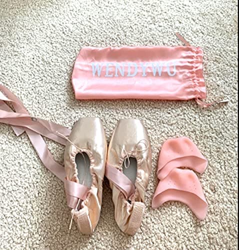 WENDYWU Girls Womens Dance Shoe Pink Ballet Pointe Slippers Ballet Flats Shoes with Ribbons Toe Pads Black Pink Red thumbnail 3