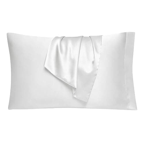 EHEYCIGA Silk Satin Pillow Cases 2 Pack White, Silky Pillowcases for hair and skin with Envelope Closure, Standard Size, 50x75 cm - White - 2PCS (50x75cm) thumbnail 6