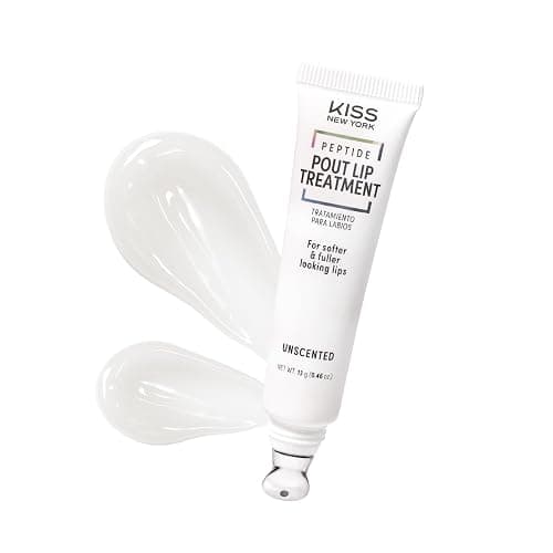 KISS NEW YORK Peptide Lip Treatment, Hydrating & Non-Sticky Plumping Balm, Shea Butter, Castor Oil & Squalane Reduces Look of Fine Lines, Softer & Fuller Lips with Cooling Metal Tip (Unscented Clear) - Image 1
