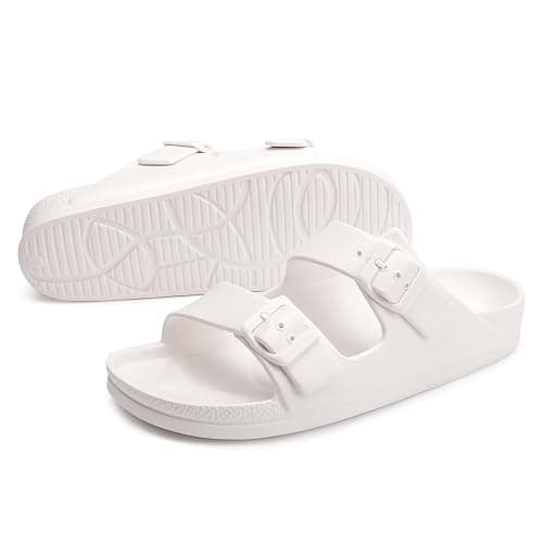 FUNKYMONKEY Women's Comfort Slides Double Buckle Adjustable EVA Flat Sandals thumbnail 5