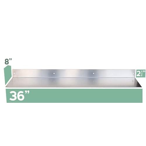 Mitus Floating Shelf Wall Mounted (8 inch x 36 inch) Heavy Duty Industrial Modern, Brushed Stainless Steel - 36"W x 8"D - Stainless Steel thumbnail 3