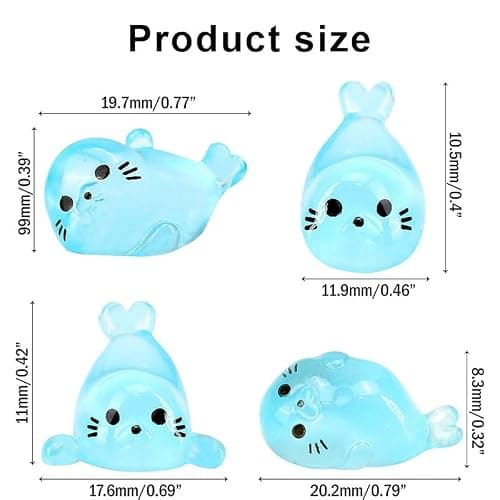 100Pcs Glow in The Dark Mini Seal Figurines,Cute Luminous Resin Sea Animals for Aquarium Decor, DIY Fairy Garden Ocean Creatures (4 Styles Seal Pup) thumbnail 3