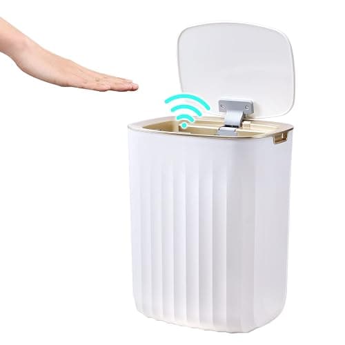 ELPHECO 3.5 Gallon Waterproof Motion Sensor Bedroom Trash Can with Lid Bathroom Decor, Bathroom Accessories Automatic Garbage Bin for Living Room Office, Golden thumbnail 9