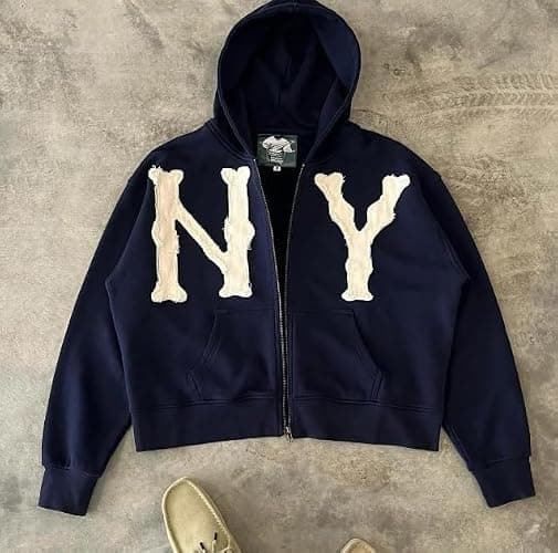 Dynict Unisex Letter Embroidery Trendy Hoodies Zip Up Casual Overszie Colorful Y2K Hip Hop Streetwear Harajuku Jacket thumbnail 6