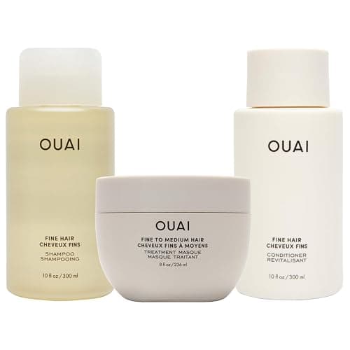 OUAI Fine Hair Shampoo, Conditioner, and Treatment Masque Set - Volumizing, Strengthening, Repairing - 3 Count (10oz Shampoo, 10oz Conditioner, 8oz Masque) - Image 1