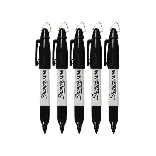 Sharpie Mini Permanent Markers with Golf Keychain Clips, Fine Point, Black Ink, Pack of 5 - Image 1