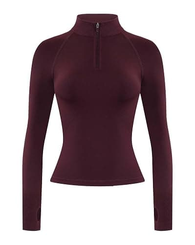 AUROLA Influence Workout Jacket for Women, Half Zip Cropped Slim Fit Long Sleeve Yoga Jackets Athletic Top with Thumb Holes - Image 1