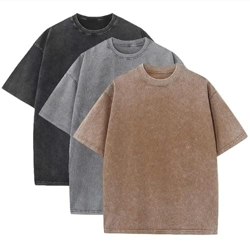 3 Pcs Men's Oversized Heavy Cotton Summer T-Shirts Vintage Tee Loose Fit Short Sleeve Casual Tshirts for Men Women thumbnail 4