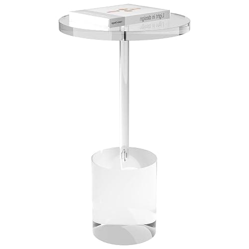 DigDozer Acrylic End Table, Modern Minimalist Acrylic Side Tables, Clear Side Table for Living Room, Bedroom, Office, Drink Table (12" D x 12" W x 21" H, Transparent) - Image 1