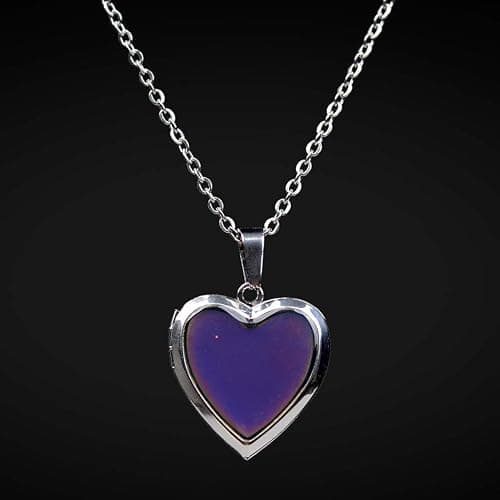 FM FM42 Temperature Sensing Color Changing Pendant Necklace with 19.29" Stainless Steel Rolo Chain - Heart Openable Locket thumbnail 6