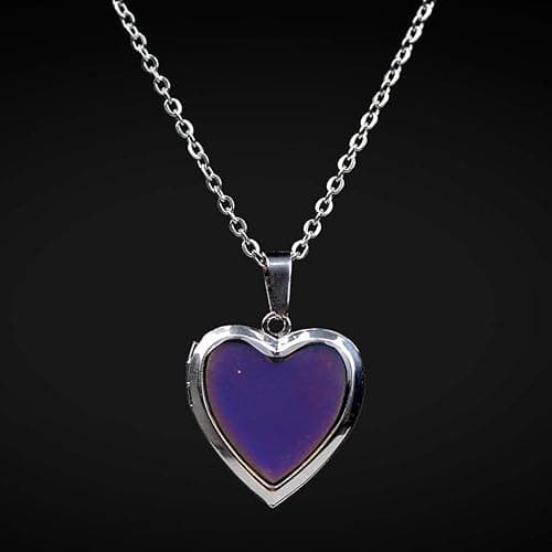 FM FM42 Temperature Sensing Color Changing Pendant Necklace with 19.29" Stainless Steel Rolo Chain - Heart Openable Locket thumbnail 6