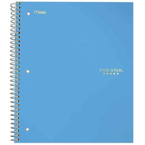 Five Star Spiral Notebook, 1 Subject, College Ruled Paper, 100 Sheets, 11" x 8-1/2", Teal (72051) - Image 1