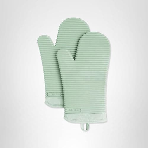 KITCHENAID Ribbed Soft Silicone Oven Mitt 2-Pack Set, 7.5"x13", Pistachio thumbnail 7