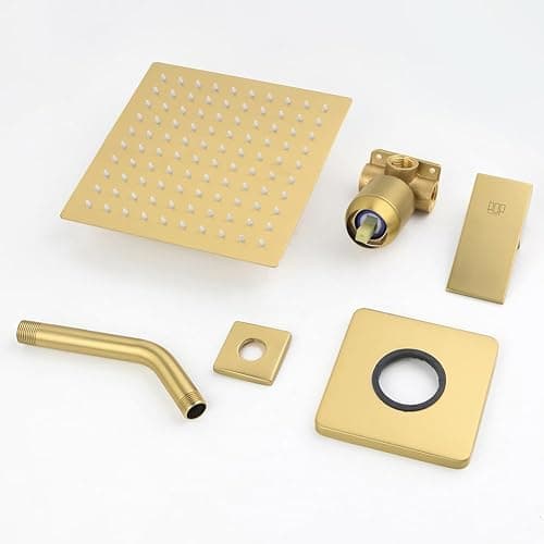 POP SANITARYWARE Shower Faucet Set Brushed Gold Bathroom Rainfall 8 Inch Shower Head System, Single Handle Shower Trim Kit with Rough-in Valve thumbnail 7