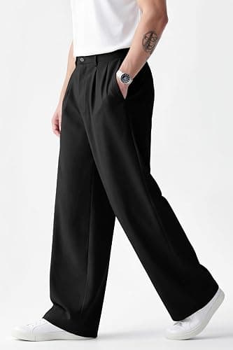 Heyfanee Mens Casual Pants Loose Fit Slacks for Men with Belt Loops thumbnail 2