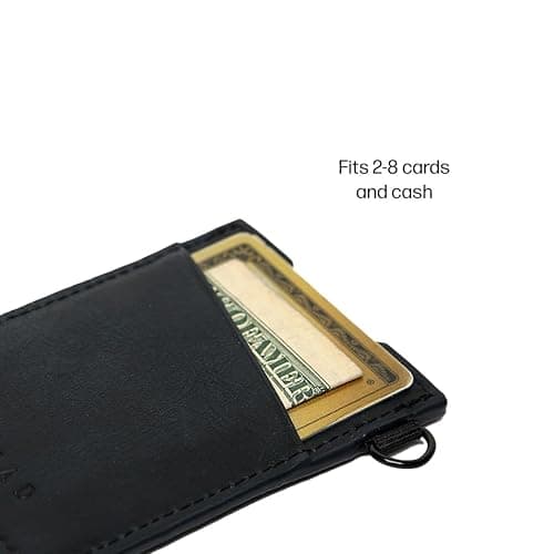 Thread Wallets Ultra Slim Wallet Vertical Leather Card Sleeve Wallet Thin Card Holder Minimalist Card Holder Wallets RFID Secure Black thumbnail 5