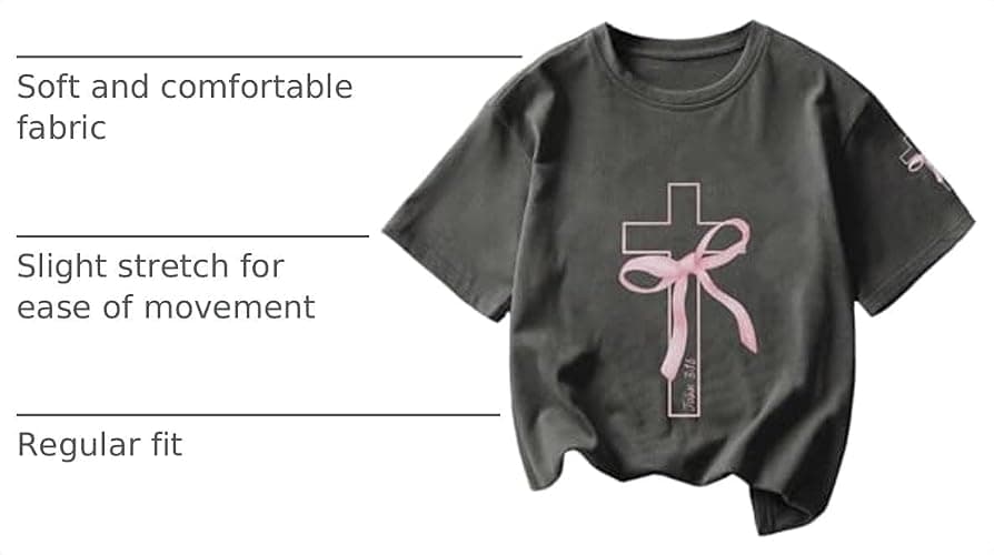 SOLY HUX Girl's Graphic Tees Bow Print Short Sleeve Crewneck T Shirt Tops | Drop Shoulder, Casual, Summer,Tween girls, Trendy, Cute thumbnail 4