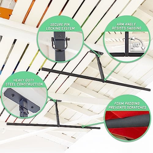 GoSports Kayak Rack for Garage Ceiling Mount - Adjustable Storage Hangers for 2 Kayaks, SUPs, or Surfboards thumbnail 4
