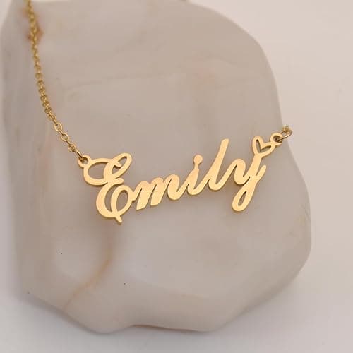 Aoloshow Personalized Heart Name Necklace Gold Custom Any Names Stainless Steel Jewelry for Womens Graduation thumbnail 5