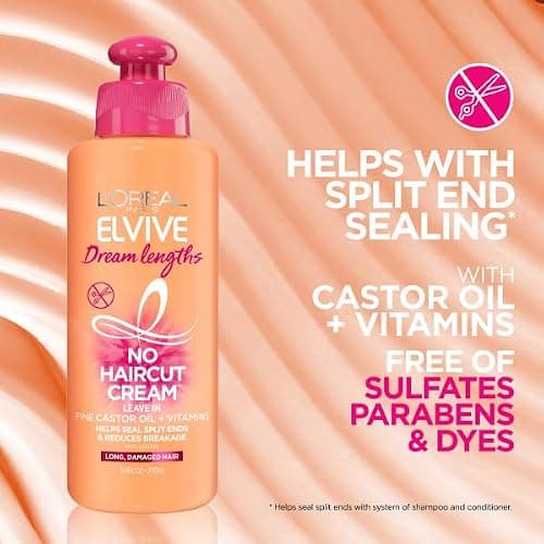 L'Oreal Paris Elvive Dream Lengths Shampoo & Conditioner Kit 28oz + No Haircut Cream Leave-in Conditioner, 6.8 fl. oz. thumbnail 5