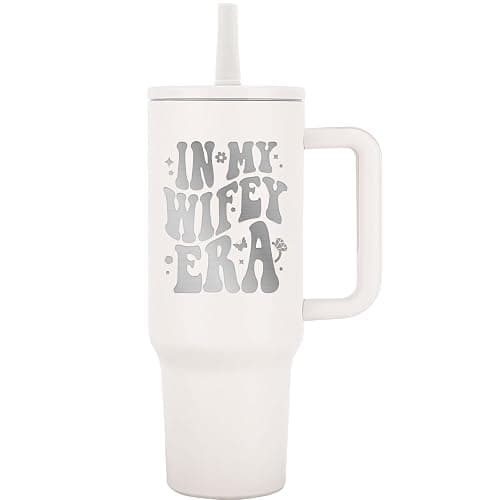JETIKON 40oz Stainless Steel Insulated Tumbler with Handle and Straw - In My Wifey Era - Perfect for Bride, Bachelorette, Wedding Gifts - Image 1