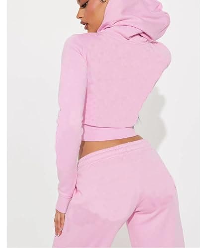 Glitrandi Womens 2 Piece Outfits Fashion Print Cropped Hoodies Jacket Sweatpants With Pockets Tracksuit For Women thumbnail 3