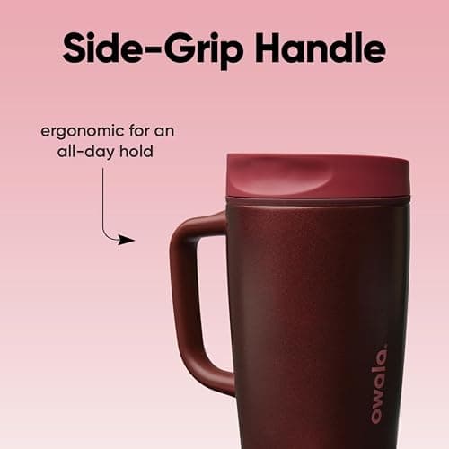 Owala SmoothSip Slider Stainless Steel Insulated Travel Mug with handle, 100% Leak Proof, For Hot and Cold Drinks, Travel Friendly with Sliding Lock Lid, 12oz, BPA Free, Leak Proof, Black Cherry thumbnail 8
