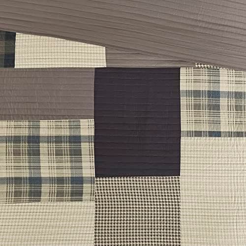 Woolrich Winter Hills Reversible Quilt Set - Cottage Styling Reversed to Solid Color, All Season Lightweight Coverlet, Cozy Bedding Layer, Matching Shams, Oversized Full/Queen, Plaid Tan 3 Piece thumbnail 7