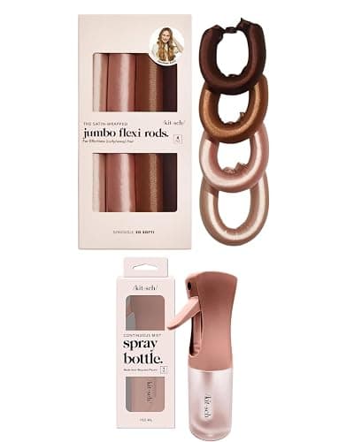 Kitsch Jumbo Satin Heatless Flexi Rods (4 pcs) and Continuous Spray Bottle (Terracotta) Bundle with Discount - Image 1
