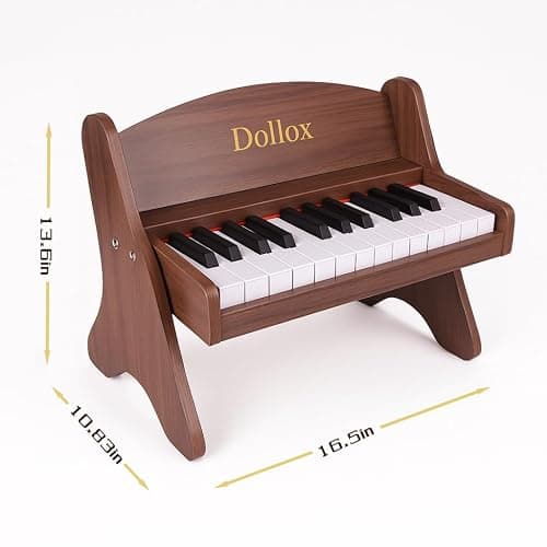 Dollox Kids Piano Digital Keyboard, 25-Key Wooden Electric Keyboard Toys for Toddlers, Baby Musical Instrument for Beginners, Mini Music Birthday Gift for 3-7 Year Old Boys and Girls thumbnail 3