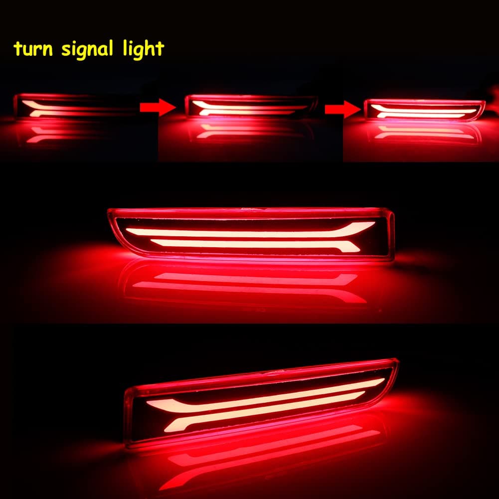 Smoked Lens Led Rear Bumper Reflector Brake Tail Light with Sequential Turn Signal Lamps and Strobe Brake Lighting for Mitsubishi Lancer, Evolution X or Outlander 2008-2017 thumbnail 6