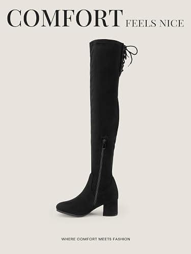 DREAM PAIRS Women's Laurence Over The Knee Thigh High Chunky Heel Boots Long Stretch Sexy Fall Boots thumbnail 8