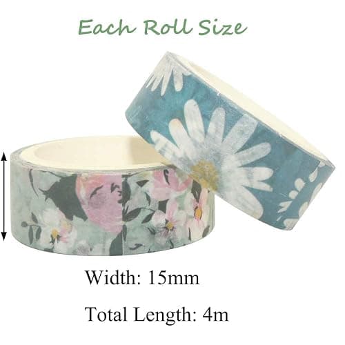 Baijixin Spring Flower Washi Tape Set 10 Rolls - 15 mm Floral Decorative Tape for Bullet Journal, Planner, DIY Arts Crafts, Scrapbooking, Holiday Decoration thumbnail 3