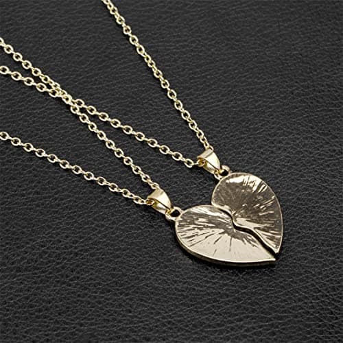 MenYiYDS 2 Pcs BFF Necklaces Friendship Necklace Best Friends Girls Necklace Alloy and Rhinestone Decorated for Girls Birthday Gifts Pendant Chain Gifts (Golden) thumbnail 4