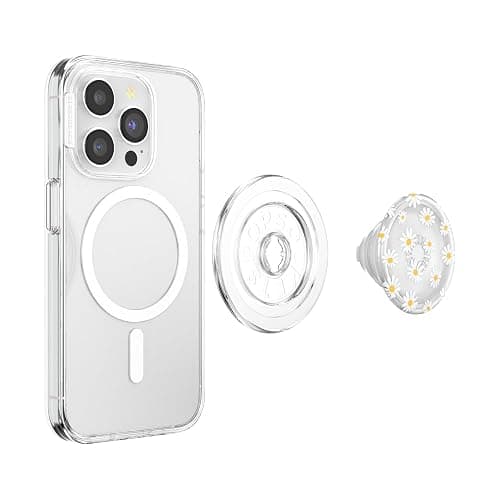 PopSockets Phone Grip for MagSafe with Kickstand, Magnetic Stand, Swappable Top, Secure Hold for iPhone MagSafe Cases, Phone & Tablet Grip, Cute PopSockets - Translucent He Loves Me Not thumbnail 4